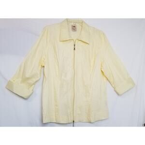 FADED GLORY Yellow Zip-Up Collared 3/4-Cuffed Sleeve Stretch Top Size XL (16/18)